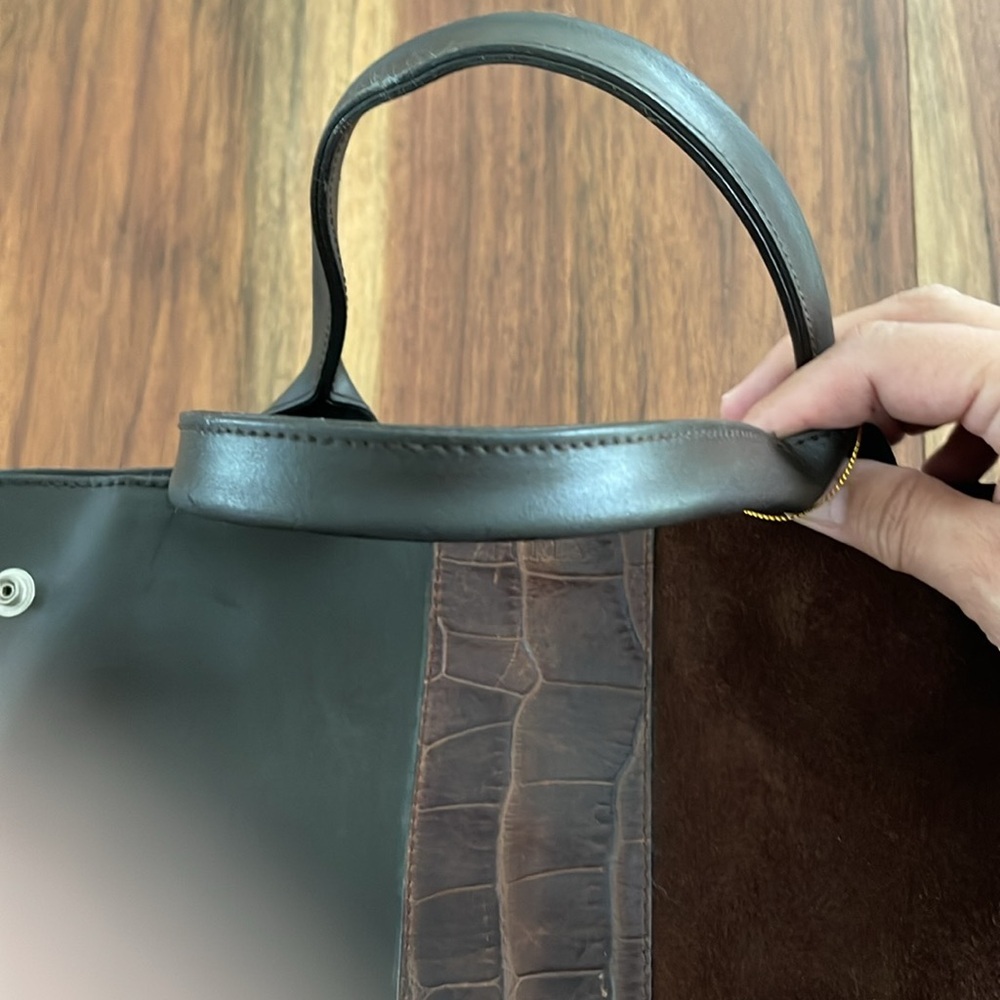 Furla Brown & Black Suede & Leather Tote. P136 - Picture 2 of 9